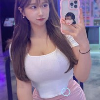 BJ 그릴래영 흰 골지반팔티 핑크초미니 터질듯한 가슴 사복 패션