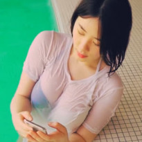 bj 채아 물에 젖은 흰티 브라 노출